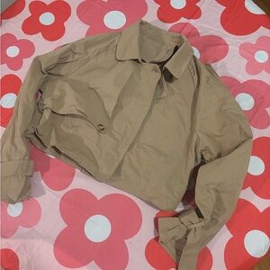 Stylish Tan Cropped Trench Coat for Women